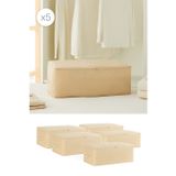 Ocean Home Textile 52x28x21 cm 5'li Orta Boy Bej Balıksırtı Hurç Set