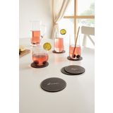Ocean Home Textile 6 Adet Gri Deri Baskılı Bardak Altlığı 10x10