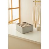 Ocean Home Textile 6 Bölmeli Gri Çekmece İçi Dolap Çamaşır Düzenleyici Katlanır Saklama Kutusu Organizer - 1 Adet - 28 x 28 x 13 cm