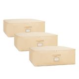Ocean Home Textile 62x46x22 cm 3'lü Büyük Boy Bej Balıksırtı Baza Altı Hurç Set
