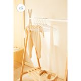 Ocean Home Textile 6'lı Beyaz Renk Kumaş Kaplı Metal Bebek Giysi Askısı, Elbise Askısı 19.5x30x0.3