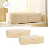 Ocean Home Textile 74x46x22 cm 2'li Mega Boy Bej Balıksırtı Baza Altı Hurç Set