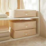 Ocean Home Textile 74x46x22 cm 3'lü Mega Boy Bej Balıksırtı Baza Altı Hurç Set