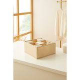 Ocean Home Textile 9 Bölmeli Petek Bej Çekmece Içi Dolap Çamaşır Düzenleyici Katlanır Saklama Kutusu Organizer 28x28x13 cm - Açık Bej - 1 Adet - 28 x 28 x 13 cm