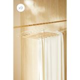 Ocean Home Textile 9'lu Ahşap Destekli Mat Beyaz Renk Metal Elbise Kıyafet Askısı, Giysi Askısı 19.5x42x0.34