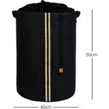 Ocean Home Textile Ağzı Büzgülü Çizgili Siyah Renk Jüt Çamaşır Sepeti 40 x 55 cm