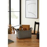 Ocean Home Textile Antrasit Dokulu Dolap İçi Çamaşır Oyuncak Düzenleyici Katlanır Saklama Sepeti Organizer 24x17x12