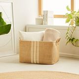 Ocean Home Textile Çizgili Jüt Sepet 42 X 31 X 25 Cm Bej