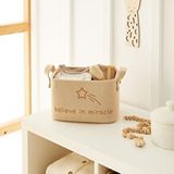 Ocean Home Textile Çocuk Odası Jüt Keten Kumaş Sepet 24 X 17 X 14 Cm Bej