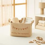 Ocean Home Textile Çocuk Odası Jüt Keten Kumaş Sepet 30 X 21 X 18 Cm Bej