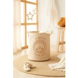 Ocean Home Textile Çocuk Odası Sevimli Aslan Jüt Keten Kumaş Çamaşır Düzenleyici Oyuncak Sepeti 33x40