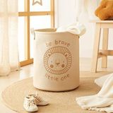 Ocean Home Textile Çocuk Odası Sevimli Aslan Jüt Keten Kumaş Oyuncak Sepeti 33 X 40 Cm Bej