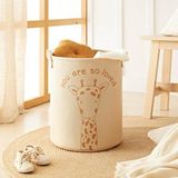 Ocean Home Textile Çocuk Odası Sevimli Zürafa Jüt Keten Kumaş Oyuncak Sepeti 33 X 40 Cm Bej