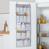 Ocean Home Textile Gri 16 Cepli Çok Amaçlı Askılı Dolap İçi Banyo Mutfak Düzenleyici Terlik Organizer 45x125 cm