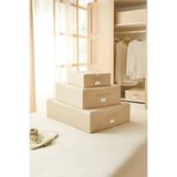 Ocean Home Textile Ocean Home Te x tile 3'lü Bej Balıksırtı Destekli Hurç Set 31 x 38 x 12 + 45 x 55 x 18 + 55 x 70 x 18 cm