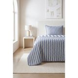 Ocean Home Textile Pamuklu Kaapitoneli Lacivert Renk Çizgi Desen Tek Kişilik Yatak Örtüsü Seti 1 Adet 180 x 230 / 1 Adet 50 x 70 cm - 180 x 230 cm