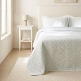 Ocean Home Textile Pamuklu Kapitoneli Açık Mavi Renk Çizgi Desen Çift Kişilik Yatak Örtüsü Seti 1 Adet 250 X 230 / 2 Adet 50 X 70