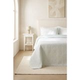 Ocean Home Textile Pamuklu Kapitoneli Açık Mavi Renk Çizgi Desen Çift Kişilik Yatak Örtüsü Seti 1 Adet 250 x 230/2 Adet 50 x 70 cm