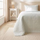 Ocean Home Textile Pamuklu Kapitoneli Açık Mavi Renk Çizgi Desen Tek Kişilik Yatak Örtüsü Seti 1 Adet 180 X 230 / 1 Adet 50 X 70 C