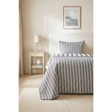 Ocean Home Textile Pamuklu Kapitoneli Antrasit Renk Çizgi Desen Tek Kişilik Yatak Örtüsü Seti 1 Adet 180 x 230 / 1 Adet 50 x 70 cm - 180 x 230 cm