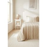 Ocean Home Textile Pamuklu Kapitoneli Bej Renk Çizgi Desen Tek Kişilik Yatak Örtüsü Seti 1 Adet 180 x 230 / 1 Adet 50 x 70 cm - 180 x 230 cm