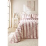 Ocean Home Textile Pamuklu Kapitoneli Bordo Renk Çizgi Desen Çift Kişilik Yatak Örtüsü Seti 1 Adet 250 x 230/2 Adet 50 x 70 cm