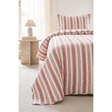 Ocean Home Textile Pamuklu Kapitoneli Bordo Renk Çizgi Desen Tek Kişilik Yatak Örtüsü Seti 1 Adet 180 x 230 / 1 Adet 50 x 70 cm - 180 x 230 cm