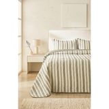Ocean Home Textile Pamuklu Kapitoneli Haki Renk Çizgi Desen Çift Kişilik Yatak Örtüsü Seti 1 Adet 250 x 230 / 2 Adet 50 x 70 cm - 250 x 230 cm