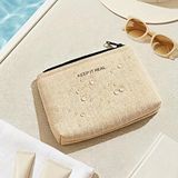 Ocean Home Textile Termal Astarlı Jüt Keten Makyaj Çantası 15 X 11 X 6 Cm Bej