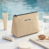 Ocean Home Textile Termal Astarlı Jüt Keten Makyaj Çantası 19 X 13 X 7 Cm Bej