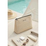 Ocean Home Textile Termal Astarlı Jüt Keten Makyaj Çantası 23 x 16 x 7 cm - Naturel