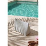Ocean Home Textile Termal Astarlı Su Itici Leke Tutmaz Gri Renk Jüt Keten Makyaj Çantası 19 x 13 x 7 cm