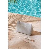 Ocean Home Textile Termal Astarlı Su İtici Leke Tutmaz Gri Renk Jüt Keten Makyaj İlaç Çantası 15 x 11 x 6 cm