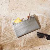 Ocean Home Textile Termal Astarlı Su İtici Leke Tutmaz Gri Renk Jüt Keten Makyaj İlaç Çantası 22 X 14 Cm