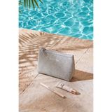 Ocean Home Textile Termal Yalıtımlı Güneşten Koruyan Su İtici Leke Tutmaz Gri Jüt Keten Makyaj İlaç Çantası 15x11x6