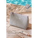 Ocean Home Textile Termal Yalıtımlı Güneşten Koruyan Su İtici Leke Tutmaz Gri Jüt Keten Makyaj İlaç Çantası 15x11x6