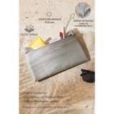 Ocean Home Textile Termal Yalıtımlı Güneşten Koruyan Su İtici Leke Tutmaz Gri Jüt Keten Makyaj İlaç Çantası 22x14