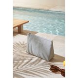 Ocean Home Textile Termal Yalıtımlı Güneşten Koruyan Su İtici Leke Tutmaz Gri Jüt Keten Makyaj İlaç Çantası 23x16x7