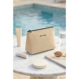 Ocean Home Textile Termal Yalıtımlı Güneşten Koruyan Su İtici Leke Tutmaz Jüt Keten Makyaj İlaç Çantası 19x13x7