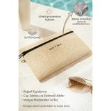 Ocean Home Textile Termal Yalıtımlı Güneşten Koruyan Su İtici Leke Tutmaz Jüt Keten Makyaj İlaç Çantası 22x14