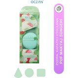 Ocean Makyaj Süngeri , Pudra Kapatıcı Ve Toz Ürün Uygulama Puf Sünger Üçgen,Yuvarlak,Kare - Açık Yeşil