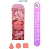 Ocean Makyaj Süngeri , Pudra Kapatıcı Ve Toz Ürün Uygulama Puf Sünger Üçgen,Yuvarlak,Kare - Karpuz Kırmızısı