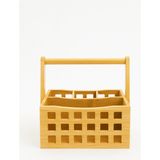 Ocean Point Doğal Bambu Bölmeli Organizer Kulplu Kaşıklık Dekoratif Masaüstü Mutfak Kozmetik Banyo Düzenleyici Kutu 23 cm - Natural