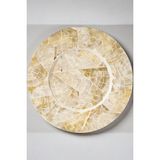 Ocean Point Mozaik Kaplama Yuvarlak Supla 30 Cm, Masa Sunum Tabağı, Dekoratif Servis Tabağı, Masa Sunum Altlığı - 30 x 30 cm - Bej
