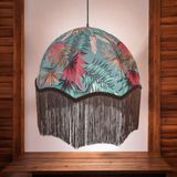 Ocean Point Tropikal Desenli Kumaş Avize Salon Avizesi Oturma Odası Avizesi Yatak Odası Avizesi Modern 45X55CM Ocean Point - Mavi - Kırmızı