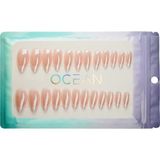 Ocean Takma Tırnak Seti Ayna Tozu Görünümlü Modern Tasarım 24 Adet Nail Art İçin