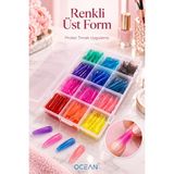 Ocean Üst Form Renkli Üst Form Tırnak Kalıbı, Protez Tırnak Uzatma ve Şekillendirme, Çok Renkli Set