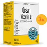 Ocean Vitamin D3 1000 Iu Damla 50 ml - 3 Adet (Toplam 150 ml) - Dezenfektan Hediyeli (%72 Alkol)