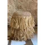oceanpoint Doğal Lif Püsküllü Puf, 45 cm, Üç Kat Saçak, Salon Puf, Tabure, Bohem Dekor, Oturma Pufu