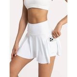 Oceans Beyaz Darkalıp Yüksek Bel Içi Taytlı Tenis Etek Darkalıp Polyamid Kumaş Mini Etek - XL